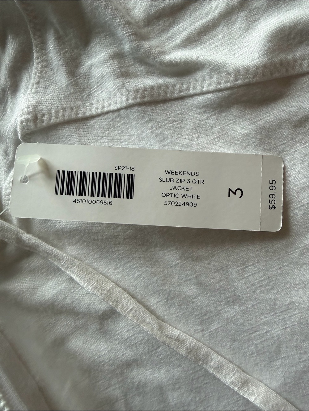 CHICO’S Weekends Slub Zip Hoodie Jacket Optic White Size 3 Women’s XL NWT - Picture 9 of 15